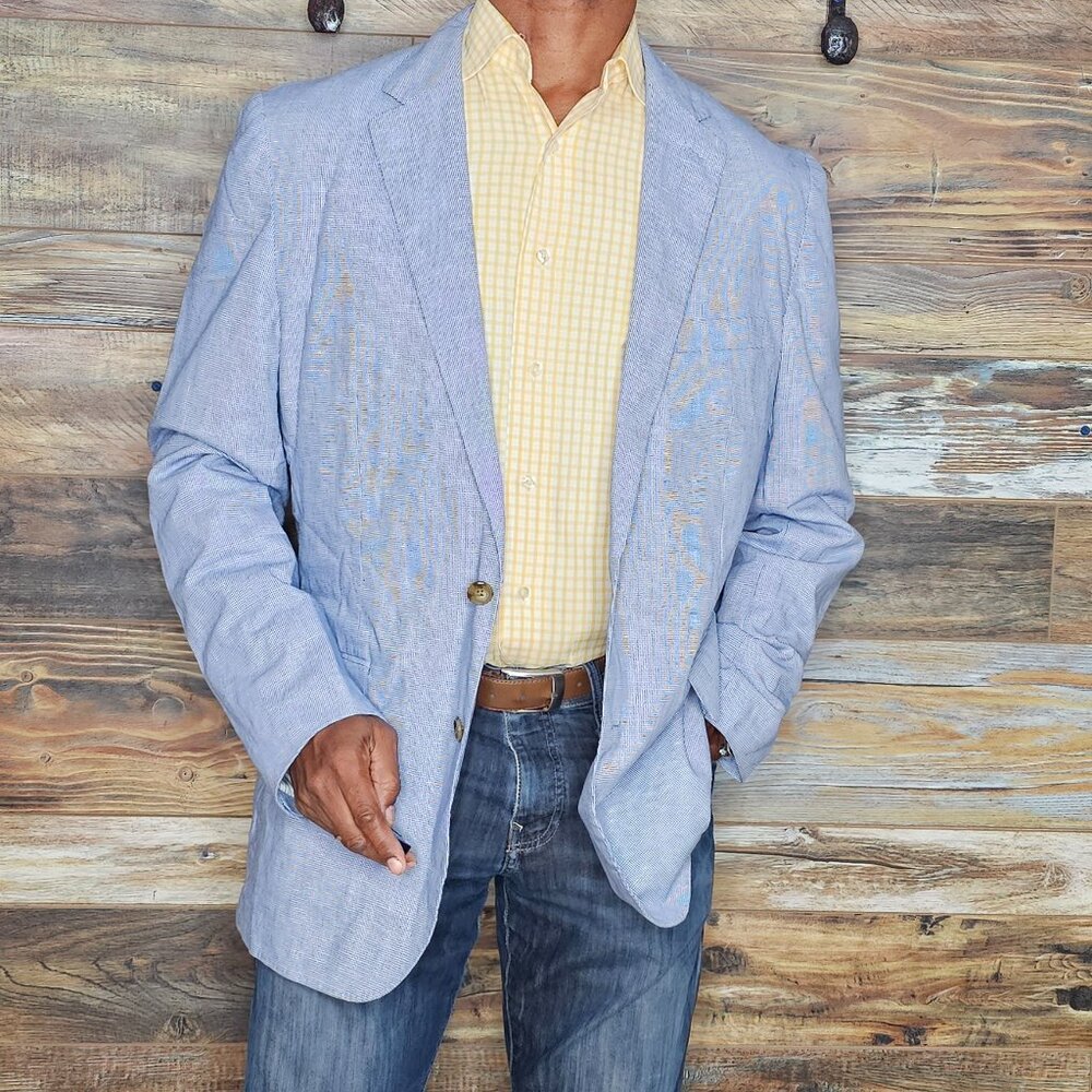 J. Crew Ludlow Slim Somelos Portugal Cotton Linen Dual Vent Jacket Blazer 42L - Picture 6 of 12